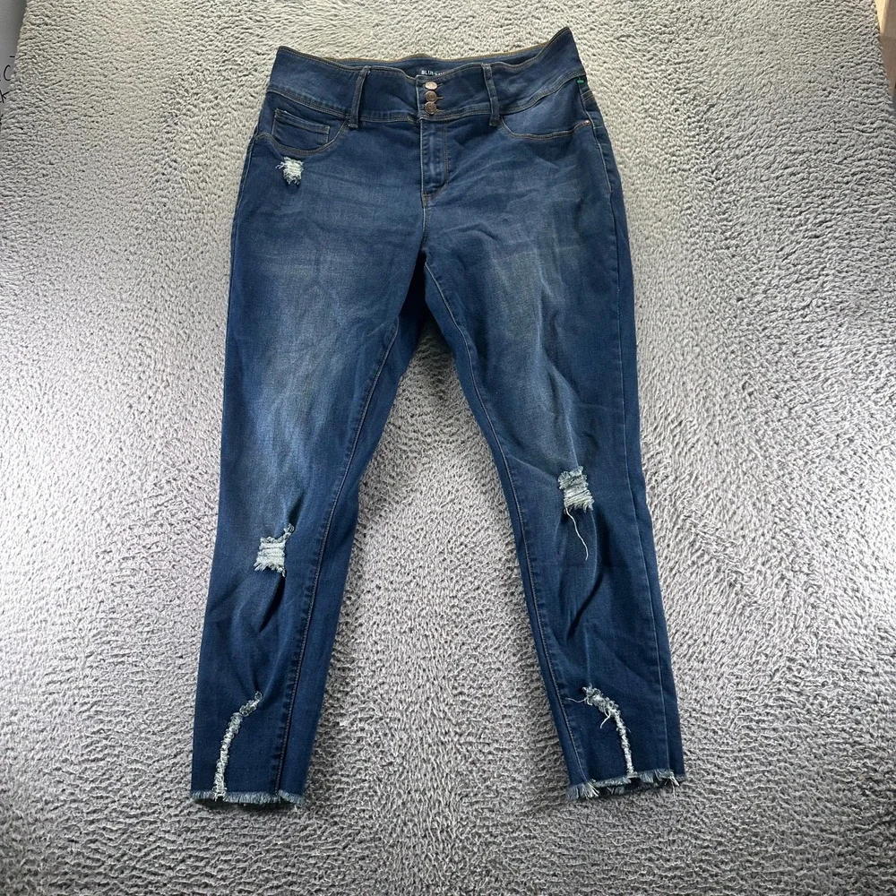 Blue Savvy Jeans Womens 18 Blue Cotton Denim Skinny Leg Faded Stretch Distressed